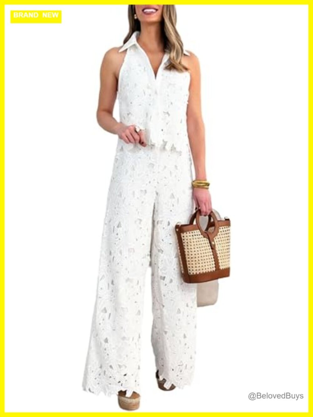 2 Piece Lounge Set - Crop Top & Wide Leg Pants Summer Outfit